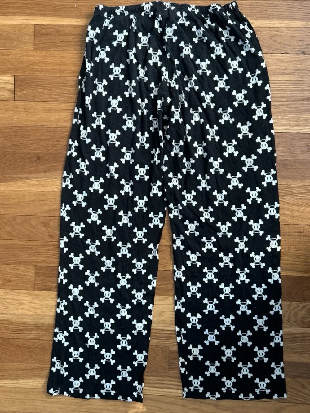 Paul Frank Black & White Skull Pattern Pajama Pants with Pink Drawstring